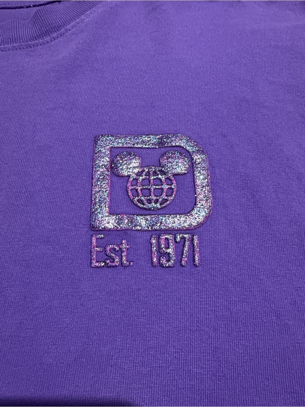 Disney Purple Glitter 'Est. 1971' Logo Sweatshirt